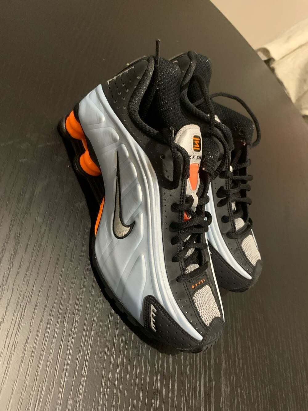Nike Shox R4 Blue Tint Total Orange Black Metallic Silver